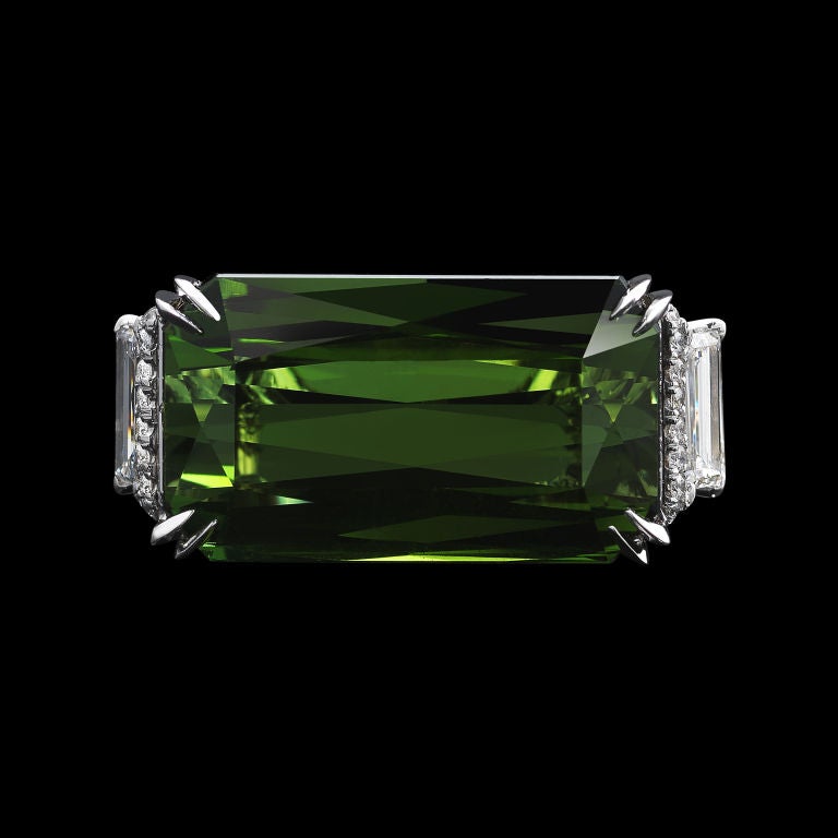 Green Tourmaline Diamond Ring 1