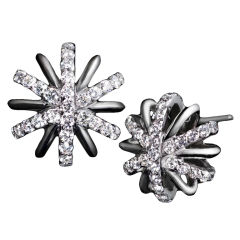 13mm Diamond Platinum Snowflake Earrings 8