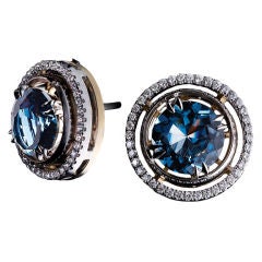 London Blue Topaz Studs and Diamond Jacket Earrings 4