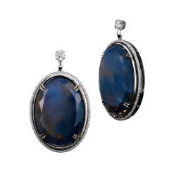 Alexandra Mor Sapphire and Diamond Dangling Earrings 7