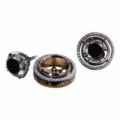 Alexandra Mor Black Diamond Stud Earrings and Diamond Earring Jackets