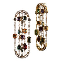 Diamonds and Precious Stones Sautoir Arched Earrings