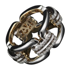 Alexandra Mor Flexible Chain Link Diamond Gold Ring 8