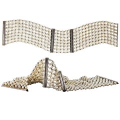 Alexandra Mor Pearl-Mesh Diamond Cuff Bracelet Pair