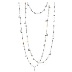 Fancy-Shape Diamonds Sautoir Necklace with Briolettes & Snowflak