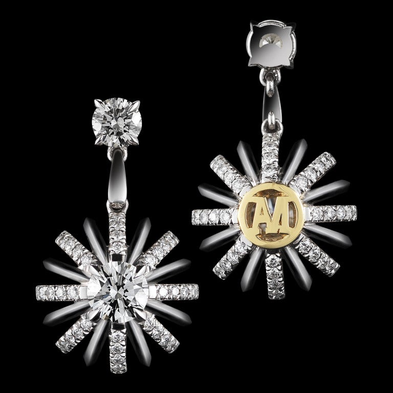 Alexandra Mor Dangling Diamond Snowflake Earrings
