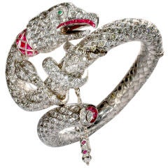 The Gypsy Rose Lee  Diamond and Ruby Serpent Bracelet