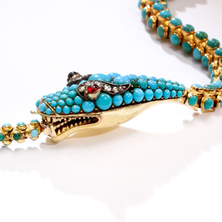 Women's Victorian Turquoise Snake Necklace