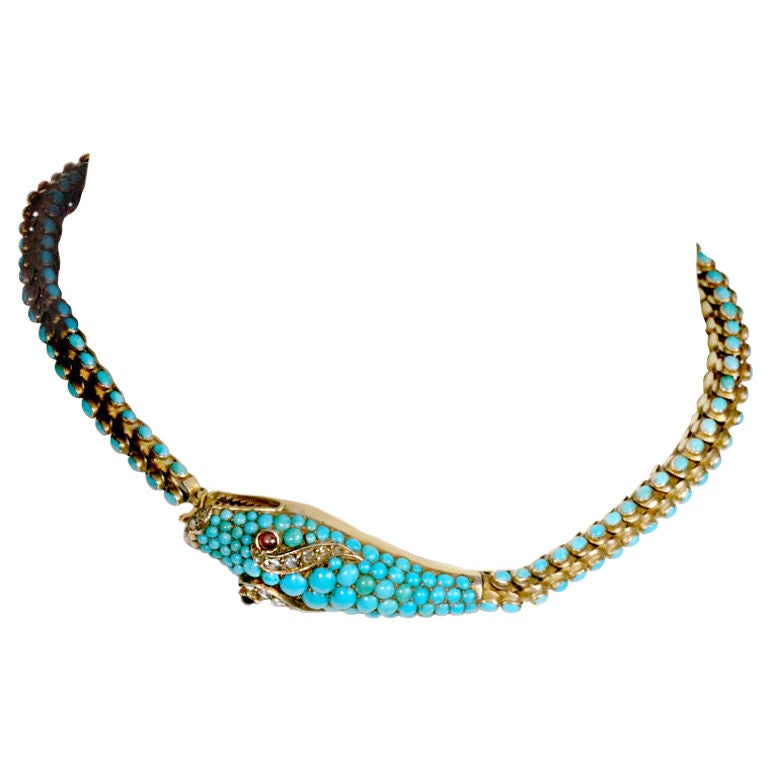 Victorian Turquoise Snake Necklace