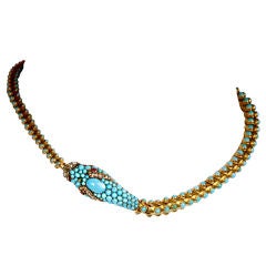 Antique Victorian Turquoise Snake Necklace