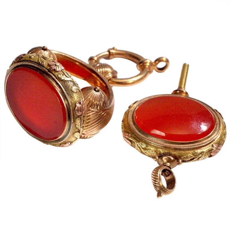 Carnelian Watch Fob Set For Sale