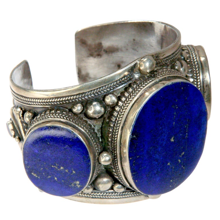 Blue Lapis & Silver Cuff Bracelet
