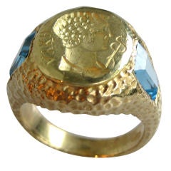 Roman Emperor Blue Topaz Ring