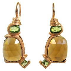 Cinnamon Quartz and Peridot Earrings Cinnamon Quartz and Peridot Earrings