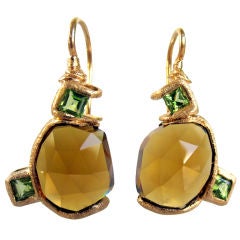 Cinnamon Quartz and Peridot Earrings
