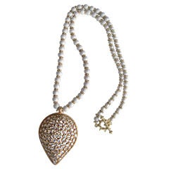Rose Cut Diamond Pendant Necklace on Silver Beads