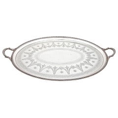 Antique English, Large Oval Sterling Silver 2 Handled Tray By Elkington & Co.