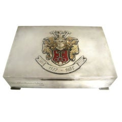 Vintage Large Silver Box With Applied Armorial