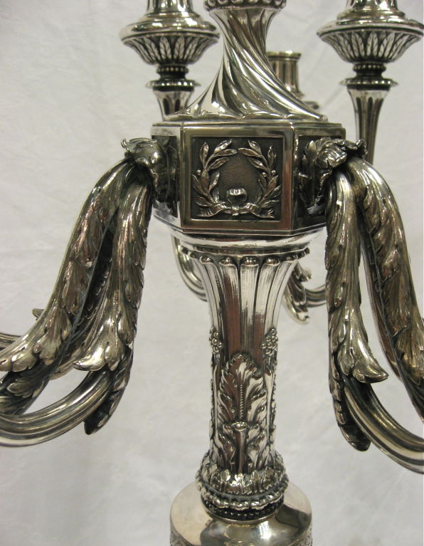 Art Nouveau Magnificent & Impressive, Large Pr Of Antique Silver Candelabra For Sale