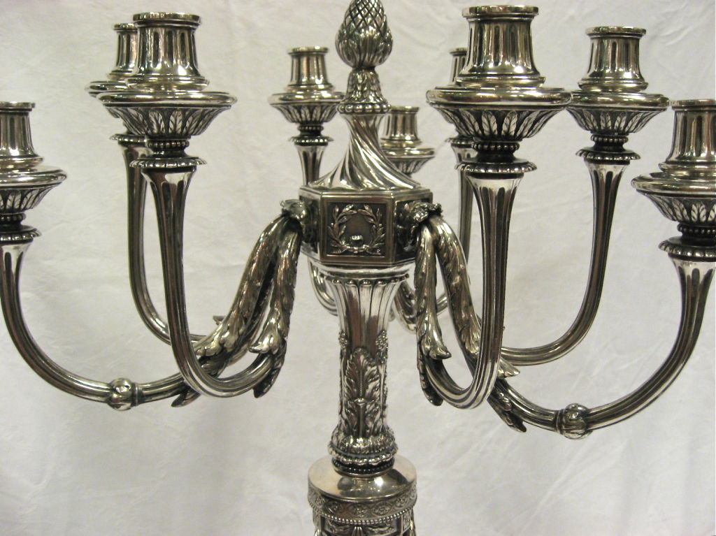 Magnificent & Impressive, Large Pr Of Antique Silver Candelabra For Sale 1