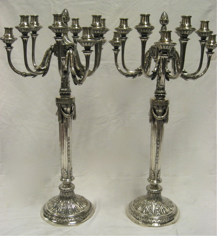 Magnificent & Impressive, Large Pr Of Antique Silver Candelabra For Sale 2