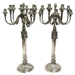 Magnificent & Impressive, Large Pr Of Antique Silver Candelabra