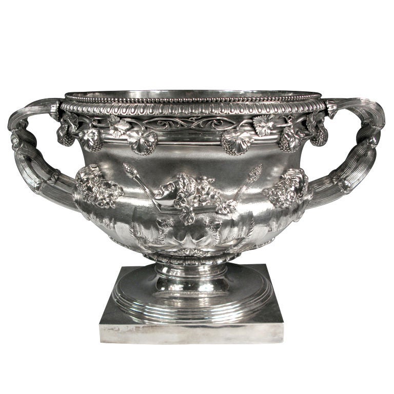 Monumental, Antique English, Sterling Silver "Warwick Vase" Champagne Cooler For Sale