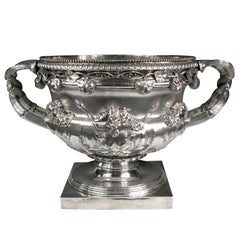 Monumental, Antique English, Sterling Silver "Warwick Vase" Champagne Cooler