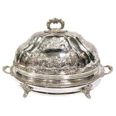 Large Oval Meat Dish & Cover With Hot Water Compartment