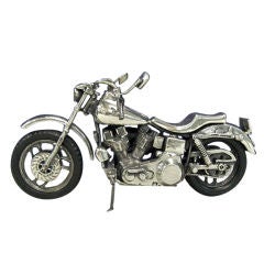 Vintage Sterling Silver "Harley" Motorbike