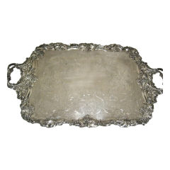 Very Large , Decorative Antique Old Sheffield Tray