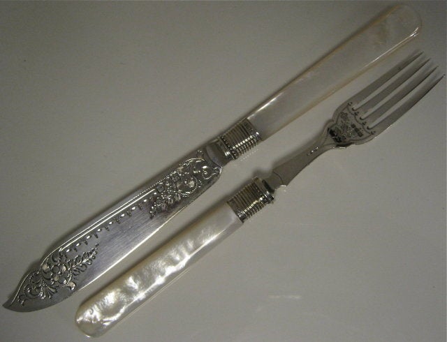 antique silver fish knives and forks