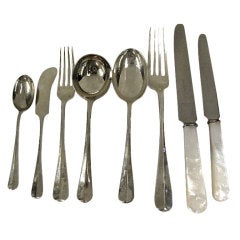 English Sterling Silver Flatware Set Rattail Pattern Complete