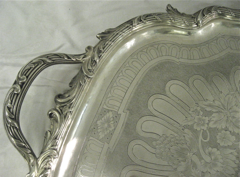 Art Nouveau Style, Antique French, Sterling Silver, Large Tray By Odiot Of Paris In Good Condition In New York, NY