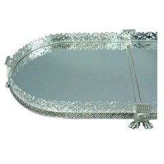 4 Section, Silver Plated Plateau With Mirrored Top