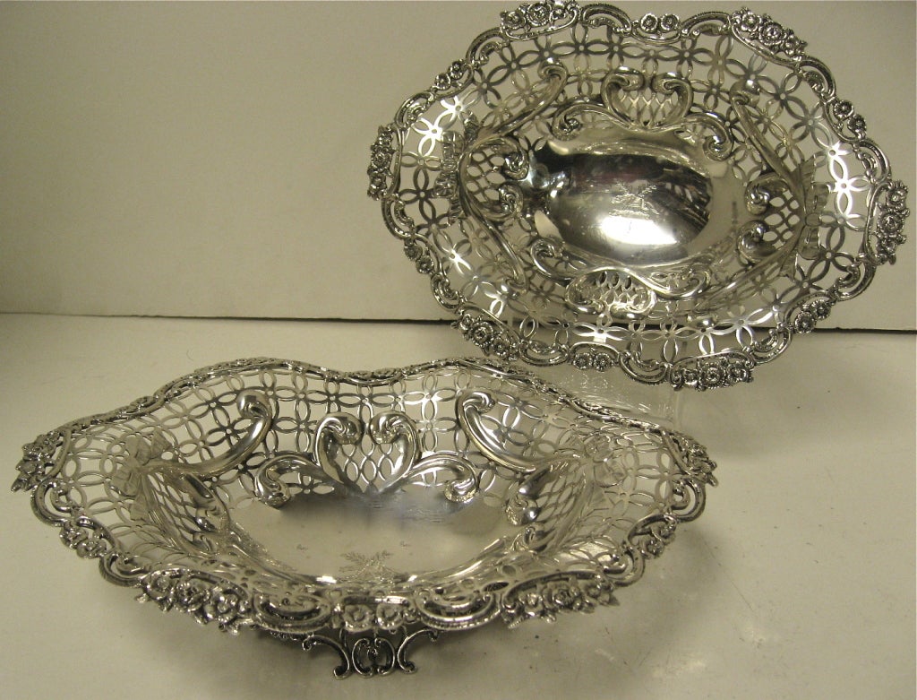 Antique Victorian Pair of Sterling Silver Baskets at 1stdibs