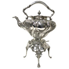 Antique Scottish Sterling Silver Tilting Kettle On Stand. 1840