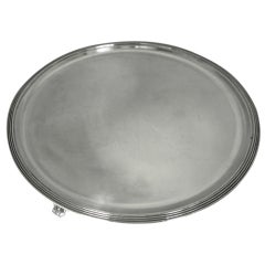 Sterling Silver English Footed Salver / Round Tray 10" Diameter