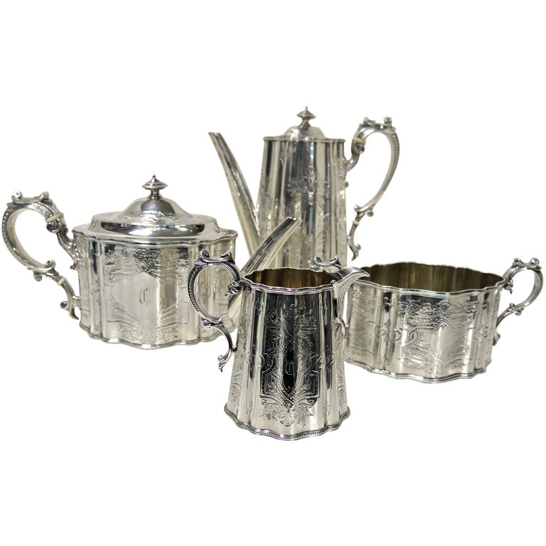 Antique Sterling Silver Tea and Coffee Set. English, 1866 at 1stDibs
