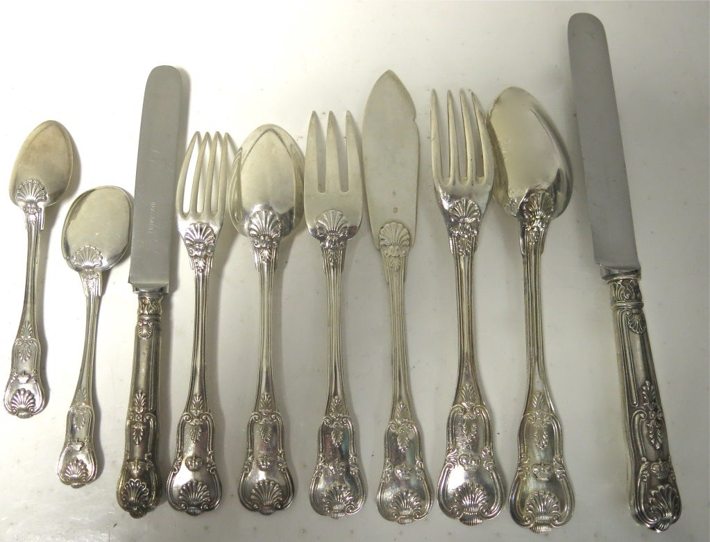 Antique French Sterling Silver Flatware Set For 12 1