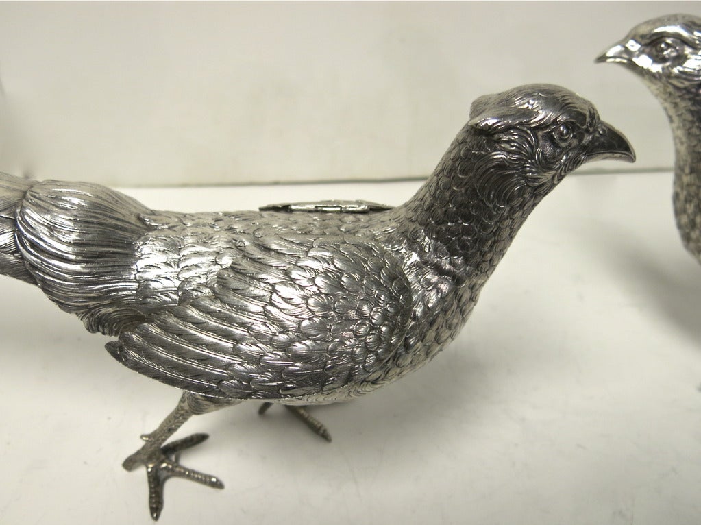 Women's or Men's Antique French Sterling Silver Pheasants