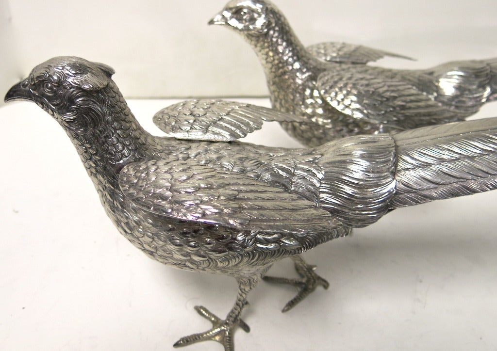 Antique French Sterling Silver Pheasants 1