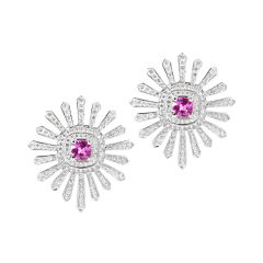 JdJ "Starburst"  pink sapphire and diamond earrings