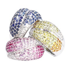 JdJ Sapphire and Diamond pave rings
