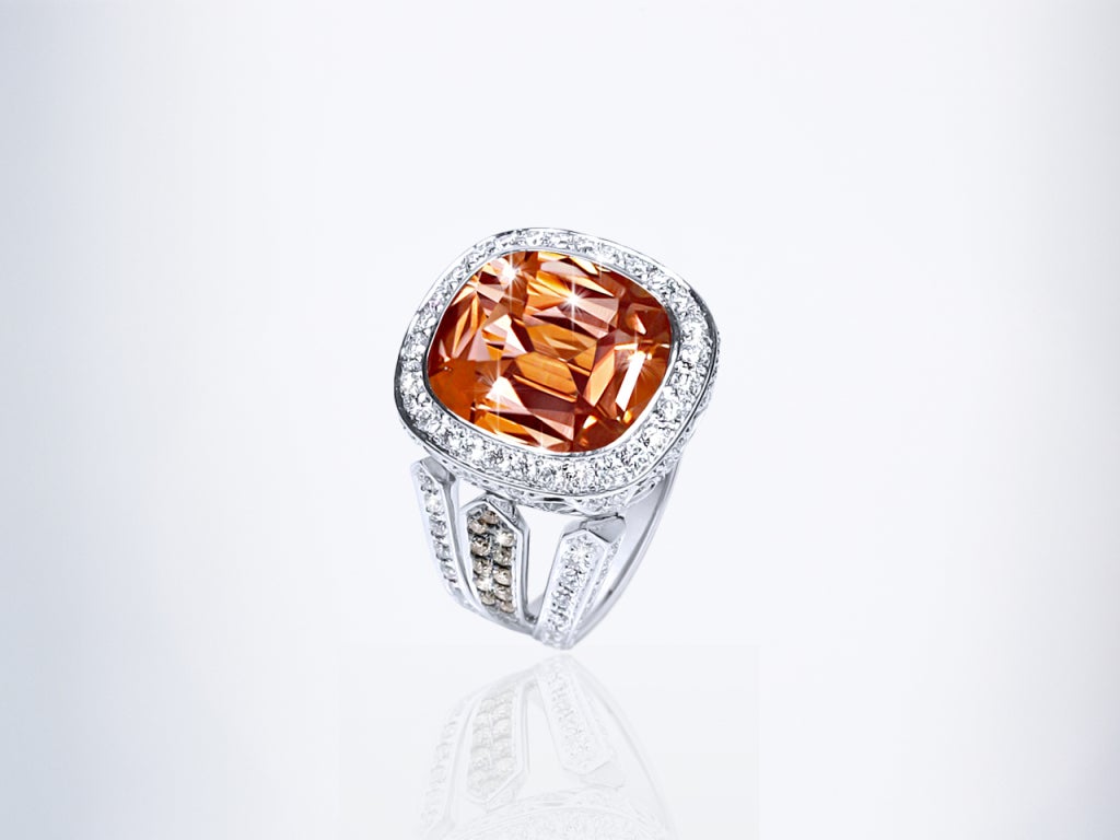 JdJ Couture Antique Cushion cut Cognac Tourmaline ring