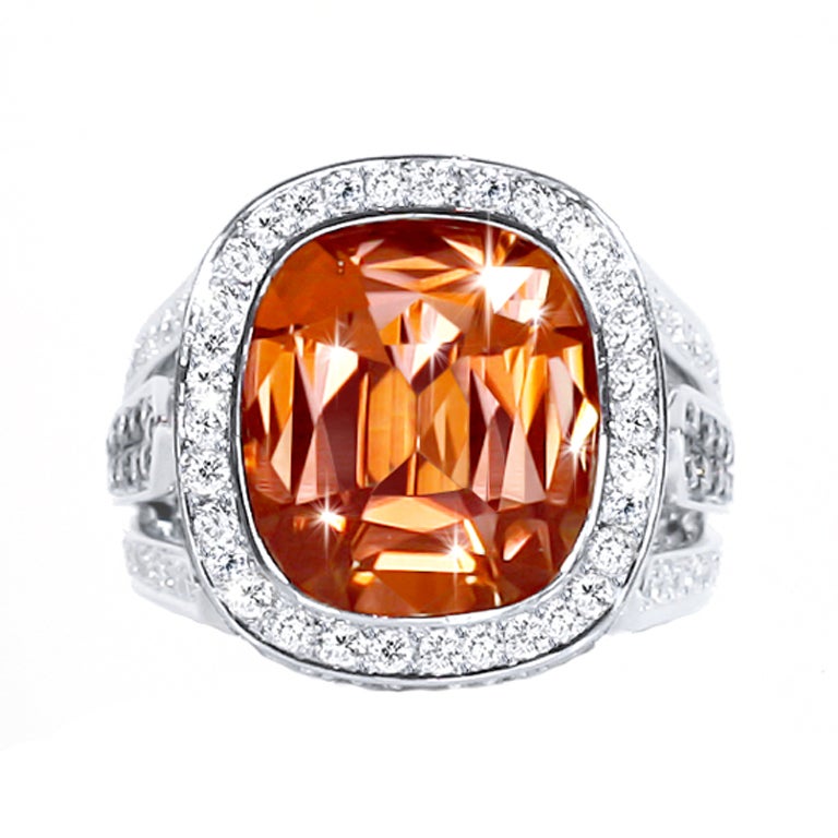 JdJ Couture Antique Cushion cut Cognac Tourmaline ring For Sale