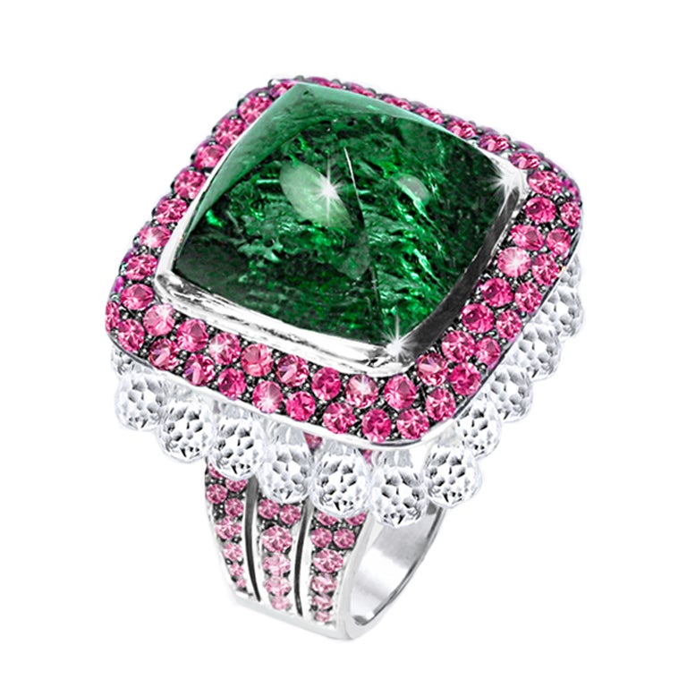 JdJ Couture - Green Tourmaline cabochon "Jaipur" ring