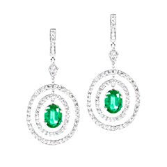 JdJ Emerald and Diamond Double Frame Earrings