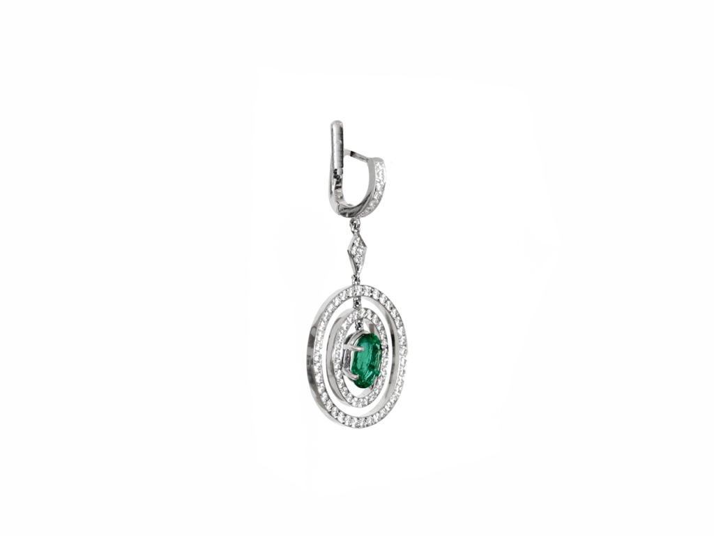 JdJ Emerald and Diamond Double Frame Earrings