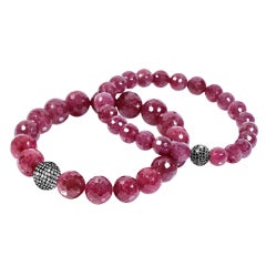 Used JdJ  Ruby bead bracelets with diamond pave balls